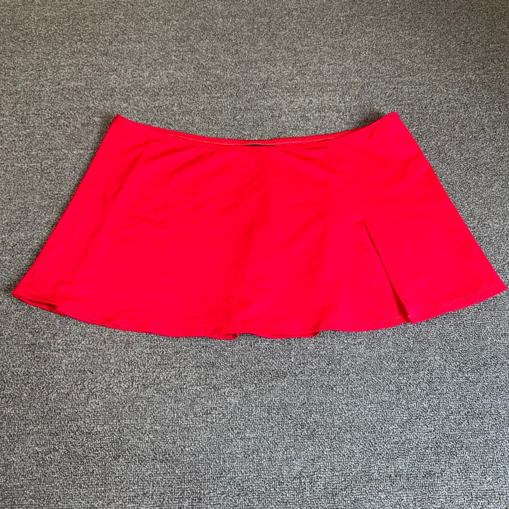 La Blanca Red Swim Skirt Side Slit Bikini Bottom Cover Up Large Beach Resortwear